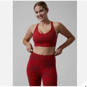 Athleta Solace Sports Bra, Textured Chakra Floral Red, size XS